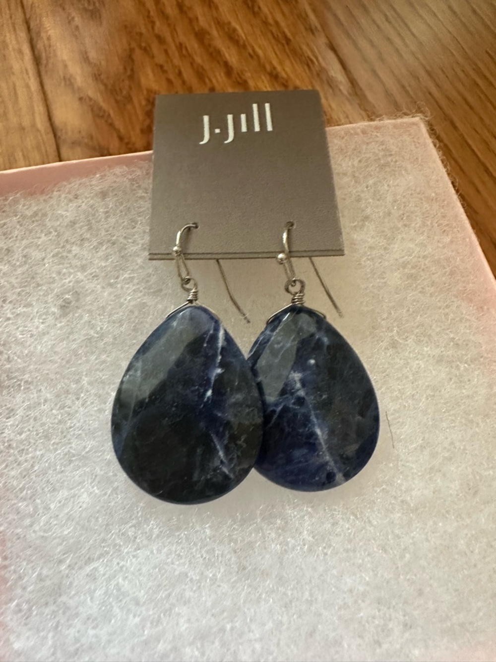 J. Jill Sodalite Teardrop Earrings Blue Natural Stone Dangle Boho Silver NWT